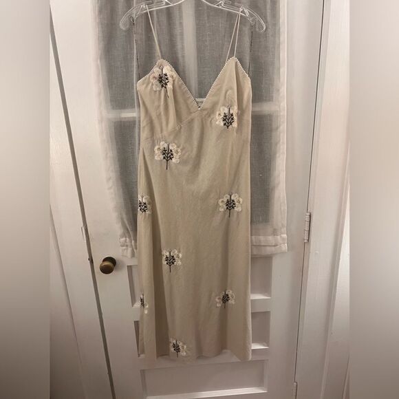 Sachin + Babi Cream Midi Dress with Floral Embroidery - Picture 10 of 16